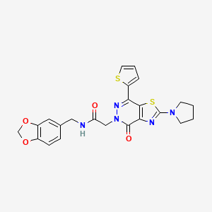 N-(benzo[d][1,3]dioxol-5-ylmethyl)-2-(4-oxo-2-(pyrrolidin-1-yl)-7-(thiophen-2-yl)thiazolo[4,5-d]pyridazin-5(4H)-yl)acetamide