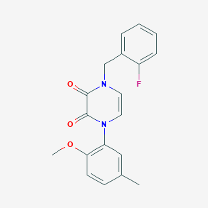 molecular formula C19H17FN2O3 B2794063 1-[(2-fluorophenyl)methyl]-4-(2-methoxy-5-methylphenyl)-1,2,3,4-tetrahydropyrazine-2,3-dione CAS No. 898438-15-8