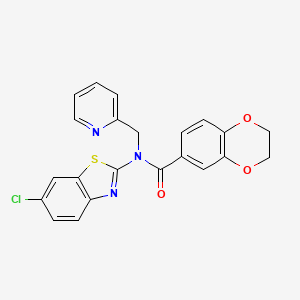 molecular formula C22H16ClN3O3S B2794105 N-(6-chlorobenzo[d]thiazol-2-yl)-N-(pyridin-2-ylmethyl)-2,3-dihydrobenzo[b][1,4]dioxine-6-carboxamide CAS No. 899964-69-3