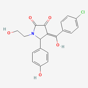 molecular formula C19H16ClNO5 B2794134 4-(4-chlorobenzoyl)-3-hydroxy-1-(2-hydroxyethyl)-5-(4-hydroxyphenyl)-1H-pyrrol-2(5H)-one CAS No. 442565-57-3