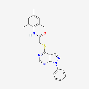 molecular formula C22H21N5OS B2794140 N-mesityl-2-((1-phenyl-1H-pyrazolo[3,4-d]pyrimidin-4-yl)thio)acetamide CAS No. 335223-53-5