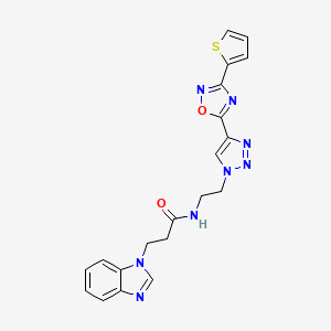 3-(1H-benzo[d]imidazol-1-yl)-N-(2-(4-(3-(thiophen-2-yl)-1,2,4-oxadiazol-5-yl)-1H-1,2,3-triazol-1-yl)ethyl)propanamide