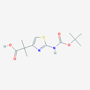 molecular formula C12H18N2O4S B2794184 2-Methyl-2-[2-[(2-methylpropan-2-yl)oxycarbonylamino]-1,3-thiazol-4-yl]propanoic acid CAS No. 2248285-04-1