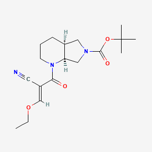 molecular formula C18H27N3O4 B2794185 Tert-butyl (4aS,7aS)-1-[(E)-2-cyano-3-ethoxyprop-2-enoyl]-3,4,4a,5,7,7a-hexahydro-2H-pyrrolo[3,4-b]pyridine-6-carboxylate CAS No. 2094025-03-1