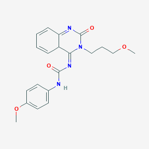 molecular formula C20H22N4O4 B2794199 (3E)-1-(4-methoxyphenyl)-3-[3-(3-methoxypropyl)-2-oxo-4aH-quinazolin-4-ylidene]urea CAS No. 941941-25-9