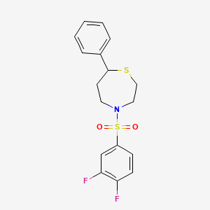 molecular formula C17H17F2NO2S2 B2794200 4-((3,4-Difluorophenyl)sulfonyl)-7-phenyl-1,4-thiazepane CAS No. 1797185-35-3