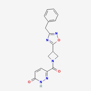 molecular formula C17H15N5O3 B2794205 6-(3-(3-benzyl-1,2,4-oxadiazol-5-yl)azetidine-1-carbonyl)pyridazin-3(2H)-one CAS No. 1351594-88-1