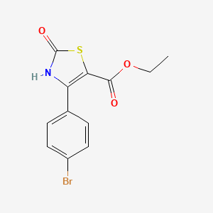molecular formula C12H10BrNO3S B2794212 4-(4-Bromo-phenyl)-2-oxo-2,3-dihydro-thiazole-5-carboxylic acid ethyl ester CAS No. 886497-45-6