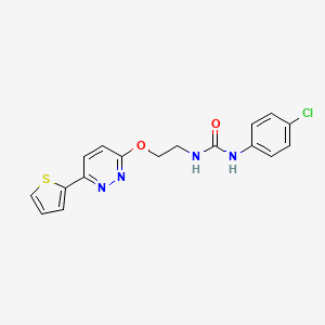 molecular formula C17H15ClN4O2S B2794217 1-(4-Chlorophenyl)-3-(2-((6-(thiophen-2-yl)pyridazin-3-yl)oxy)ethyl)urea CAS No. 1021050-83-8