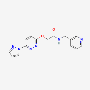molecular formula C15H14N6O2 B2794220 2-((6-(1H-pyrazol-1-yl)pyridazin-3-yl)oxy)-N-(pyridin-3-ylmethyl)acetamide CAS No. 1428355-81-0