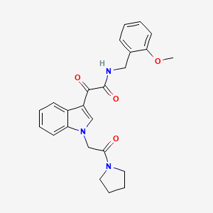 molecular formula C24H25N3O4 B2794223 N-[(2-methoxyphenyl)methyl]-2-oxo-2-{1-[2-oxo-2-(pyrrolidin-1-yl)ethyl]-1H-indol-3-yl}acetamide CAS No. 872849-09-7