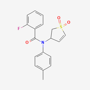 molecular formula C18H16FNO3S B2794235 N-(1,1-dioxido-2,3-dihydrothiophen-3-yl)-2-fluoro-N-(p-tolyl)benzamide CAS No. 863020-61-5