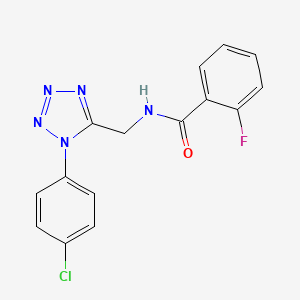 molecular formula C15H11ClFN5O B2794244 N-((1-(4-chlorophenyl)-1H-tetrazol-5-yl)methyl)-2-fluorobenzamide CAS No. 897615-29-1
