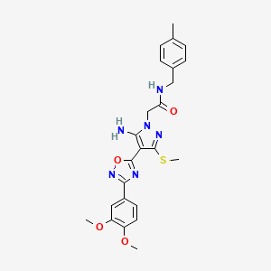 molecular formula C24H26N6O4S B2794300 2-{5-amino-4-[3-(3,4-dimethoxyphenyl)-1,2,4-oxadiazol-5-yl]-3-(methylsulfanyl)-1H-pyrazol-1-yl}-N-[(4-methylphenyl)methyl]acetamide CAS No. 1019099-07-0