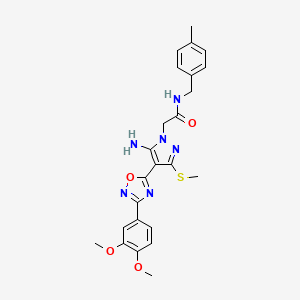 B2794300 2-(5-amino-4-(3-(3,4-dimethoxyphenyl)-1,2,4-oxadiazol-5-yl)-3-(methylthio)-1H-pyrazol-1-yl)-N-(4-methylbenzyl)acetamide CAS No. 1019099-07-0