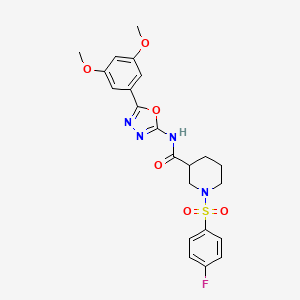 N-(5-(3,5-dimethoxyphenyl)-1,3,4-oxadiazol-2-yl)-1-((4-fluorophenyl)sulfonyl)piperidine-3-carboxamide
