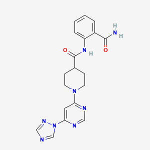 1-(6-(1H-1,2,4-triazol-1-yl)pyrimidin-4-yl)-N-(2-carbamoylphenyl)piperidine-4-carboxamide