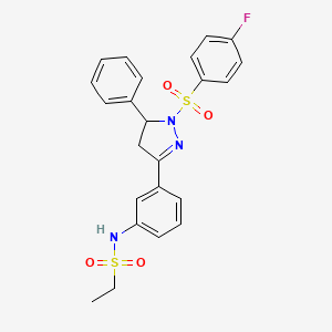 B2794495 N-[3-[2-(4-fluorophenyl)sulfonyl-3-phenyl-3,4-dihydropyrazol-5-yl]phenyl]ethanesulfonamide CAS No. 851783-26-1