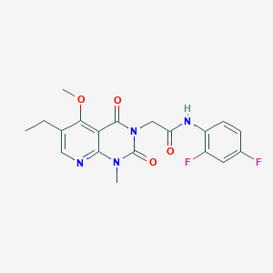 molecular formula C19H18F2N4O4 B2794505 N-(2,4-difluorophenyl)-2-(6-ethyl-5-methoxy-1-methyl-2,4-dioxo-1,2-dihydropyrido[2,3-d]pyrimidin-3(4H)-yl)acetamide CAS No. 1005297-43-7