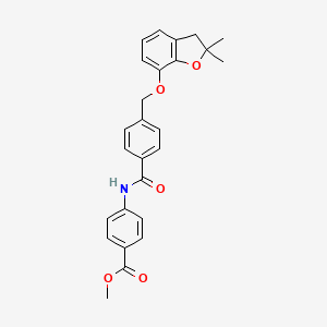 molecular formula C26H25NO5 B2794531 Methyl 4-(4-(((2,2-dimethyl-2,3-dihydrobenzofuran-7-yl)oxy)methyl)benzamido)benzoate CAS No. 941899-55-4