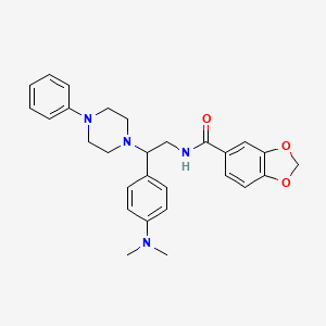 molecular formula C28H32N4O3 B2794544 N-{2-[4-(dimethylamino)phenyl]-2-(4-phenylpiperazin-1-yl)ethyl}-2H-1,3-benzodioxole-5-carboxamide CAS No. 946286-65-3