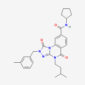 molecular formula C28H33N5O3 B2794553 N-cyclopentyl-4-(3-methylbutyl)-2-[(3-methylphenyl)methyl]-1,5-dioxo-1H,2H,4H,5H-[1,2,4]triazolo[4,3-a]quinazoline-8-carboxamide CAS No. 1242936-03-3