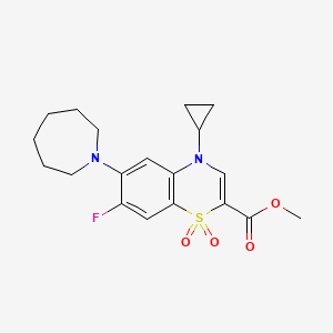 molecular formula C19H23FN2O4S B2794577 methyl 6-(azepan-1-yl)-4-cyclopropyl-7-fluoro-1,1-dioxo-4H-1lambda6,4-benzothiazine-2-carboxylate CAS No. 1029747-28-1