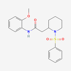 molecular formula C20H24N2O4S B2794582 2-[1-(benzenesulfonyl)piperidin-2-yl]-N-(2-methoxyphenyl)acetamide CAS No. 1021118-34-2