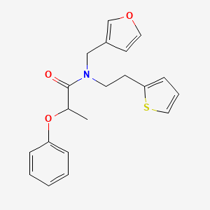 molecular formula C20H21NO3S B2794583 N-(furan-3-ylmethyl)-2-phenoxy-N-(2-(thiophen-2-yl)ethyl)propanamide CAS No. 1421499-05-9