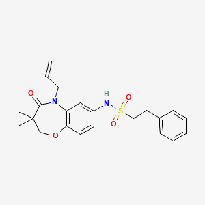 molecular formula C22H26N2O4S B2794589 N-(5-allyl-3,3-dimethyl-4-oxo-2,3,4,5-tetrahydrobenzo[b][1,4]oxazepin-7-yl)-2-phenylethanesulfonamide CAS No. 922078-10-2