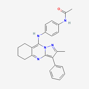molecular formula C25H25N5O B2794590 N-[4-({2-METHYL-3-PHENYL-5H,6H,7H,8H-PYRAZOLO[3,2-B]QUINAZOLIN-9-YL}AMINO)PHENYL]ACETAMIDE CAS No. 896852-71-4