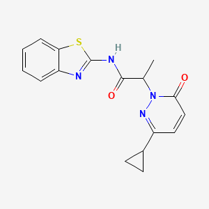 molecular formula C17H16N4O2S B2794602 N-(benzo[d]thiazol-2-yl)-2-(3-cyclopropyl-6-oxopyridazin-1(6H)-yl)propanamide CAS No. 2034232-90-9