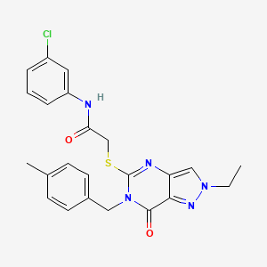 molecular formula C23H22ClN5O2S B2794611 N-(3-chlorophenyl)-2-({2-ethyl-6-[(4-methylphenyl)methyl]-7-oxo-2H,6H,7H-pyrazolo[4,3-d]pyrimidin-5-yl}sulfanyl)acetamide CAS No. 932546-66-2