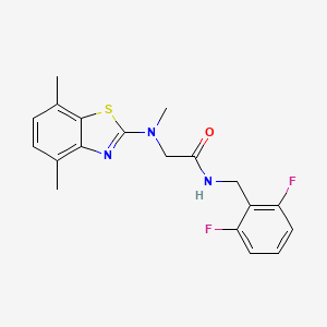 molecular formula C19H19F2N3OS B2794617 N-(2,6-difluorobenzyl)-2-((4,7-dimethylbenzo[d]thiazol-2-yl)(methyl)amino)acetamide CAS No. 1396801-50-5