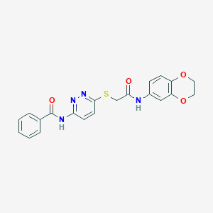 N-(6-((2-((2,3-dihydrobenzo[b][1,4]dioxin-6-yl)amino)-2-oxoethyl)thio)pyridazin-3-yl)benzamide