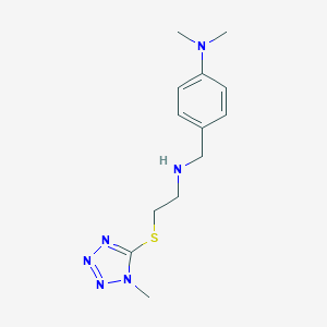 molecular formula C13H20N6S B279463 N,N-DIMETHYL-4-[({2-[(1-METHYL-1H-1,2,3,4-TETRAZOL-5-YL)SULFANYL]ETHYL}AMINO)METHYL]ANILINE 