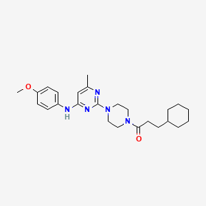 3-Cyclohexyl-1-(4-(4-((4-methoxyphenyl)amino)-6-methylpyrimidin-2-yl)piperazin-1-yl)propan-1-one