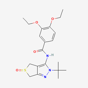 molecular formula C20H27N3O4S B2794646 N-{2-tert-butyl-5-oxo-2H,4H,6H-5lambda4-thieno[3,4-c]pyrazol-3-yl}-3,4-diethoxybenzamide CAS No. 1009666-71-0