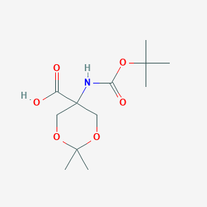 molecular formula C12H21NO6 B2794647 5-(Tert-butoxycarbonylamino)-2,2-dimethyl-1,3-dioxane-5-carboxylic acid CAS No. 654067-56-8