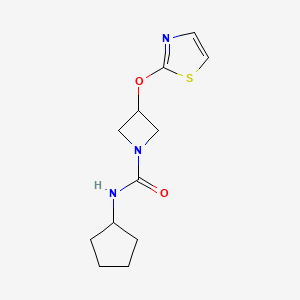 molecular formula C12H17N3O2S B2794654 N-cyclopentyl-3-(1,3-thiazol-2-yloxy)azetidine-1-carboxamide CAS No. 1797905-31-7