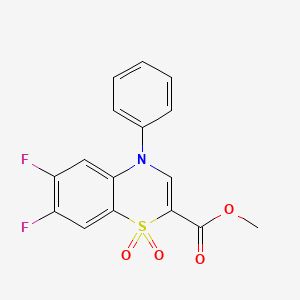 molecular formula C16H11F2NO4S B2794695 methyl 6,7-difluoro-4-phenyl-4H-1,4-benzothiazine-2-carboxylate 1,1-dioxide CAS No. 1207027-62-0