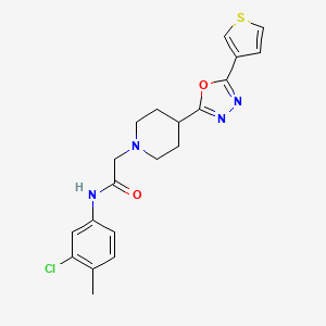 molecular formula C20H21ClN4O2S B2794705 N-(3-chloro-4-methylphenyl)-2-(4-(5-(thiophen-3-yl)-1,3,4-oxadiazol-2-yl)piperidin-1-yl)acetamide CAS No. 1448034-63-6