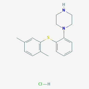 molecular formula C18H23ClN2S B2794733 1-[2-(2,5-Dimethylphenyl)sulfanylphenyl]piperazine;hydrochloride CAS No. 2137722-14-4
