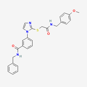molecular formula C27H26N4O3S B2794746 N-benzyl-3-{2-[({[(4-methoxyphenyl)methyl]carbamoyl}methyl)sulfanyl]-1H-imidazol-1-yl}benzamide CAS No. 1115403-43-4