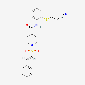 N-[2-(2-Cyanoethylsulfanyl)phenyl]-1-[(E)-2-phenylethenyl]sulfonylpiperidine-4-carboxamide
