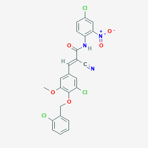 molecular formula C24H16Cl3N3O5 B2794766 (E)-3-[3-chloro-4-[(2-chlorophenyl)methoxy]-5-methoxyphenyl]-N-(4-chloro-2-nitrophenyl)-2-cyanoprop-2-enamide CAS No. 522657-58-5