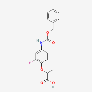 molecular formula C17H16FNO5 B2794782 2-[2-Fluoro-4-(phenylmethoxycarbonylamino)phenoxy]propanoic acid CAS No. 2287344-71-0