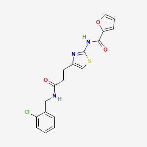 molecular formula C18H16ClN3O3S B2794784 N-(4-(3-((2-chlorobenzyl)amino)-3-oxopropyl)thiazol-2-yl)furan-2-carboxamide CAS No. 1021256-28-9