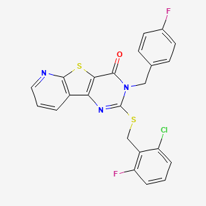 molecular formula C23H14ClF2N3OS2 B2794793 2-((2-chloro-6-fluorobenzyl)thio)-3-(4-fluorobenzyl)pyrido[3',2':4,5]thieno[3,2-d]pyrimidin-4(3H)-one CAS No. 1223912-56-8