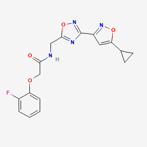 molecular formula C17H15FN4O4 B2794842 N-((3-(5-cyclopropylisoxazol-3-yl)-1,2,4-oxadiazol-5-yl)methyl)-2-(2-fluorophenoxy)acetamide CAS No. 1904303-57-6